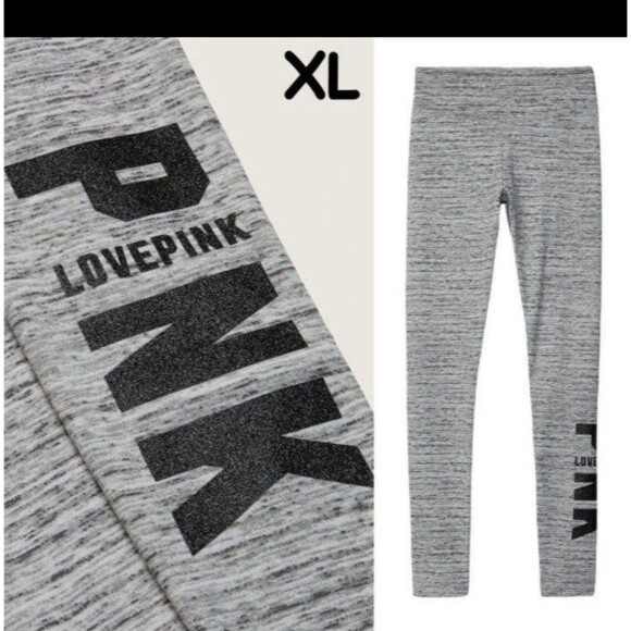VS PINK WINTER LEGGINGS XL GREY BLING - Picture 1 of 4